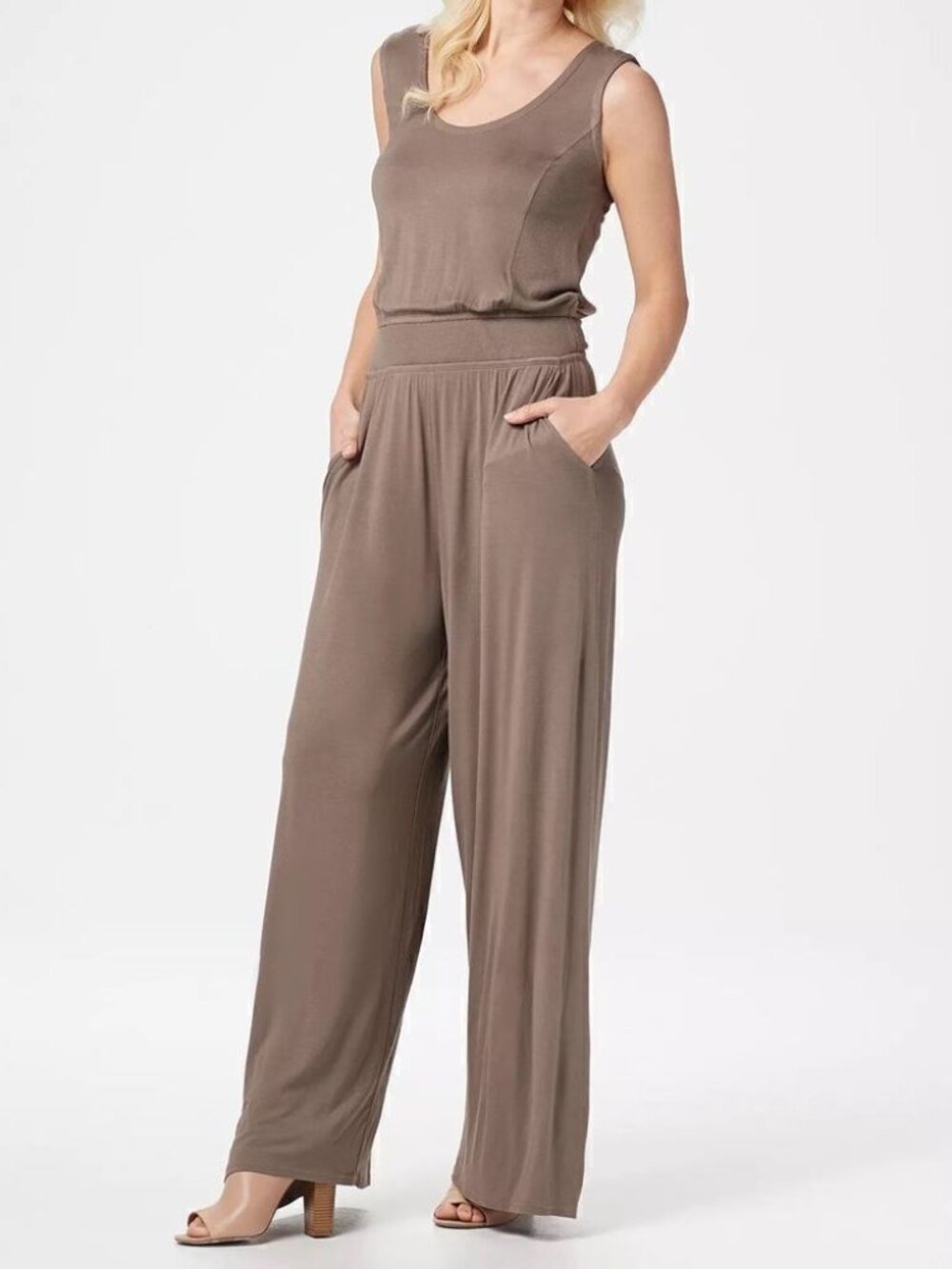 Lisa Rinna Collection Solid Wide Leg Jumpsuit